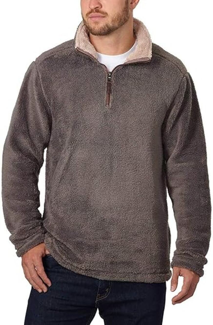 Trinity Gray Plush Fleece Quarter Zip Pullover Sweatshirt Men's Size Large